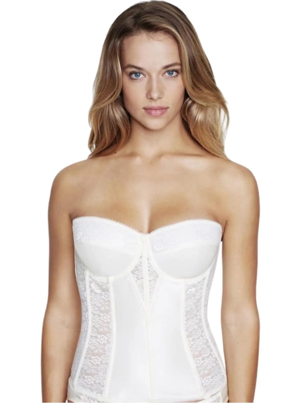 Dominique White Lace Strapless Bustier Bandeau